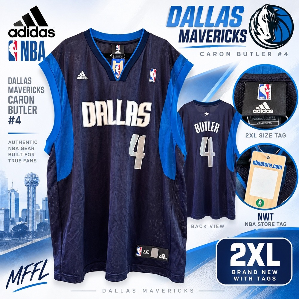 NWT Adidas Dallas Mavericks Caron Butler #4 NBA Jersey Men 2XL Mavs